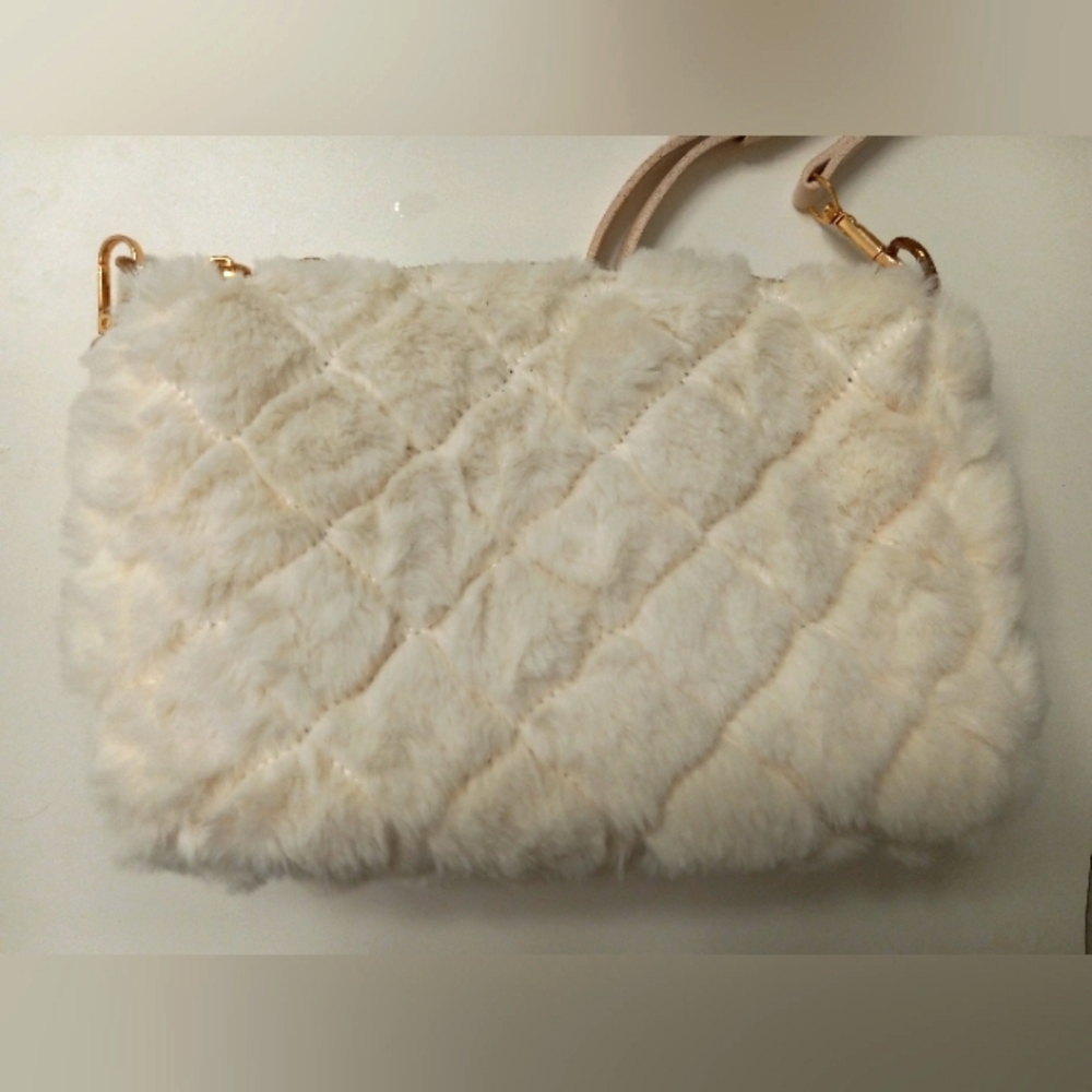 Faux Fur White Crossbody Bag